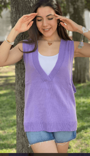 Chaleco largo cuello V liso - Imagen 1