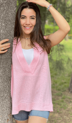 Chaleco largo cuello V liso 5