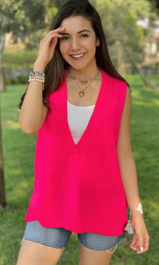 Chaleco largo cuello V liso 7