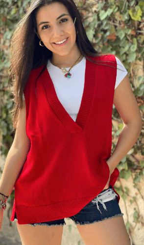 Chaleco largo cuello V liso 13