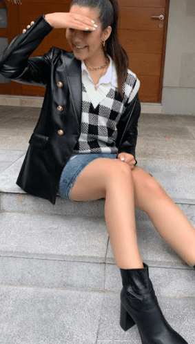 Chaleco cuello V cuadros - Imagen 1