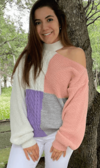 Sueter 4 cuadros  hombro descubierto - Imagen 1