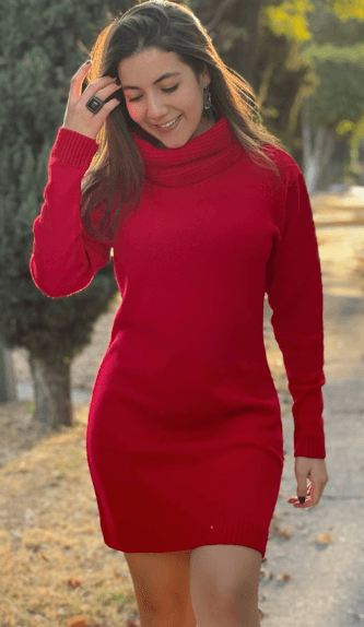 Vestido liso cuello alto - Imagen 1