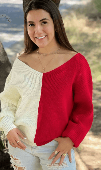 Sueter bicolor cuello amplio perle 4