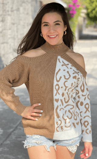 Sueter bicolor jaguar hombros descubiertos - Imagen 1