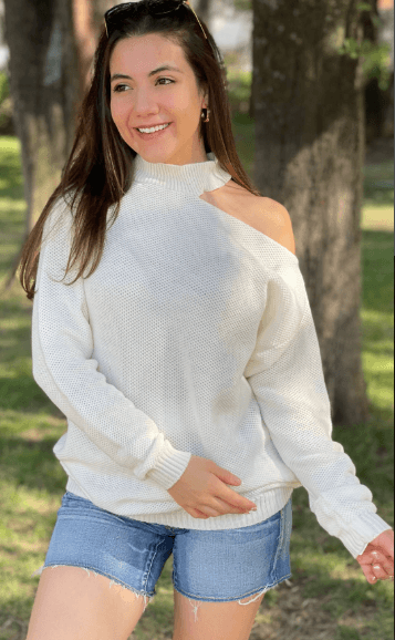Sueter liso hombro descubierto panal 3