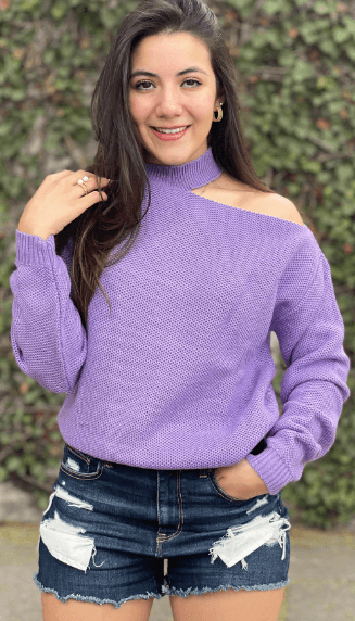 Sueter liso hombro descubierto panal 4