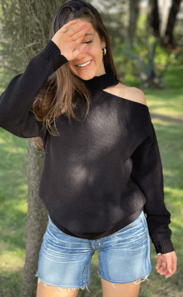 Sueter liso hombro descubierto panal 7