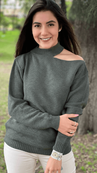 Sueter liso hombro descubierto panal 11