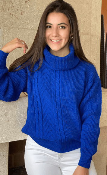 Sueter trenza cuello alto - Imagen 1