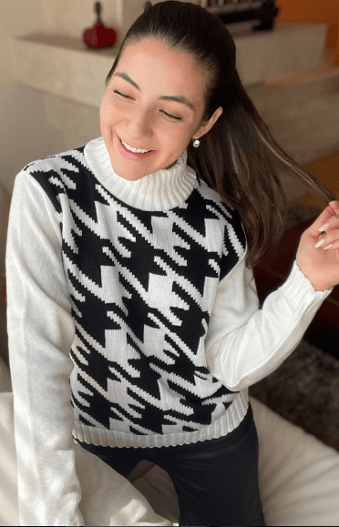 Sueter pata de gallo cuello alto 2