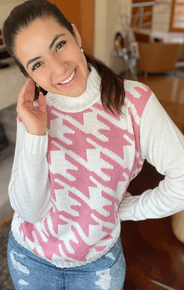 Sueter pata de gallo cuello alto 3