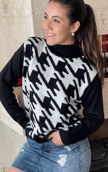 Sueter pata de gallo cuello alto 4