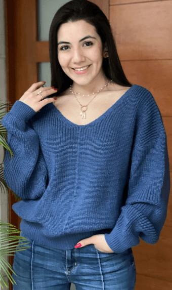 Sueter cuello V perle - Imagen 1