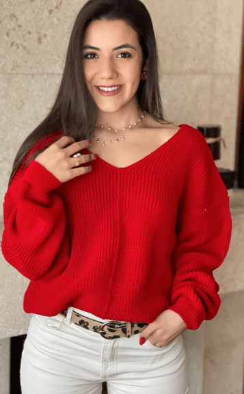 Sueter cuello V perle 4