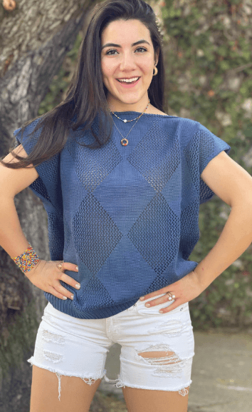 Chaleco rombos calados ojal 2