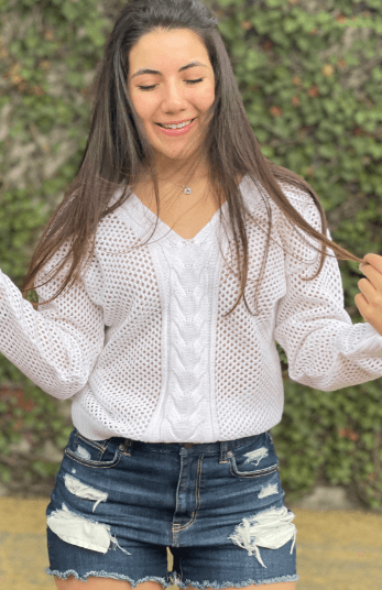 Sueter con trenza en  V y crochet 2