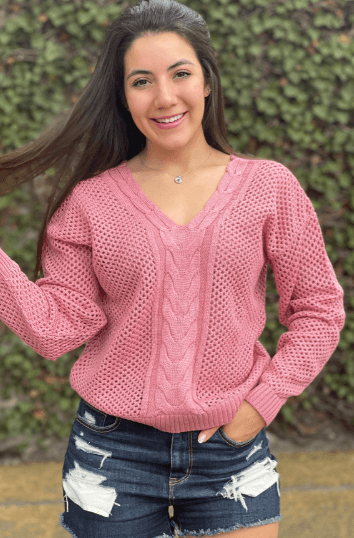 Sueter con trenza en  V y crochet 5