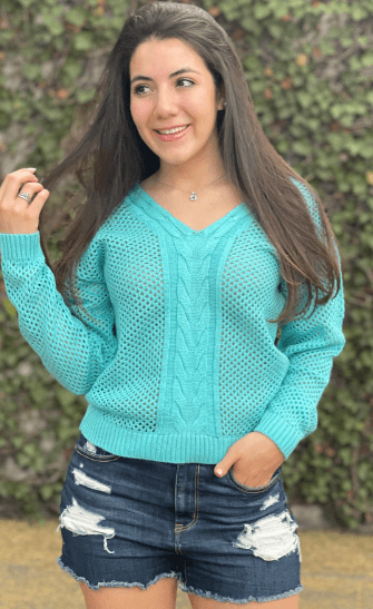 Sueter con trenza en  V y crochet 6