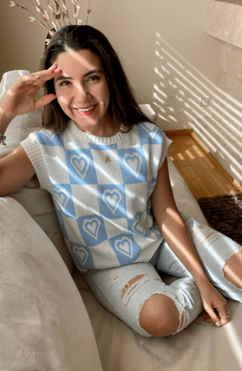 Chaleco corazones en cuadros - Imagen 1