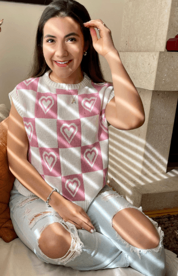 Chaleco corazones en cuadros 2