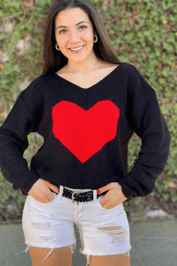 Sueter  corazon en pecho cuello V 2
