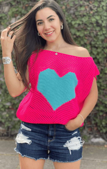 Chaleco corazon calado cuello ojal 3