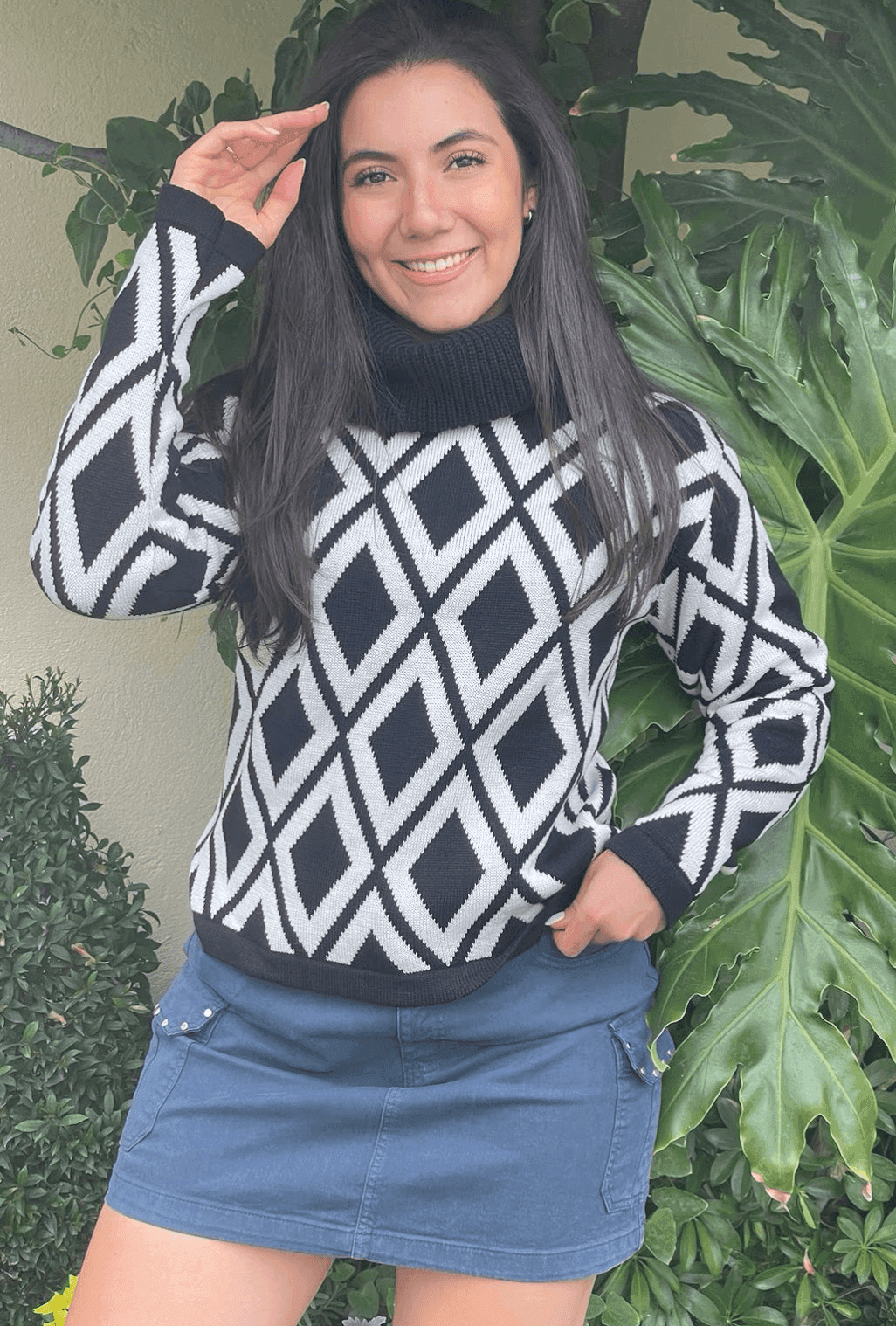 Sueter doble rombo cuello caido - Imagen 1