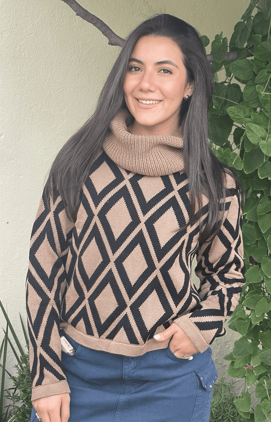 Sueter doble rombo cuello caido