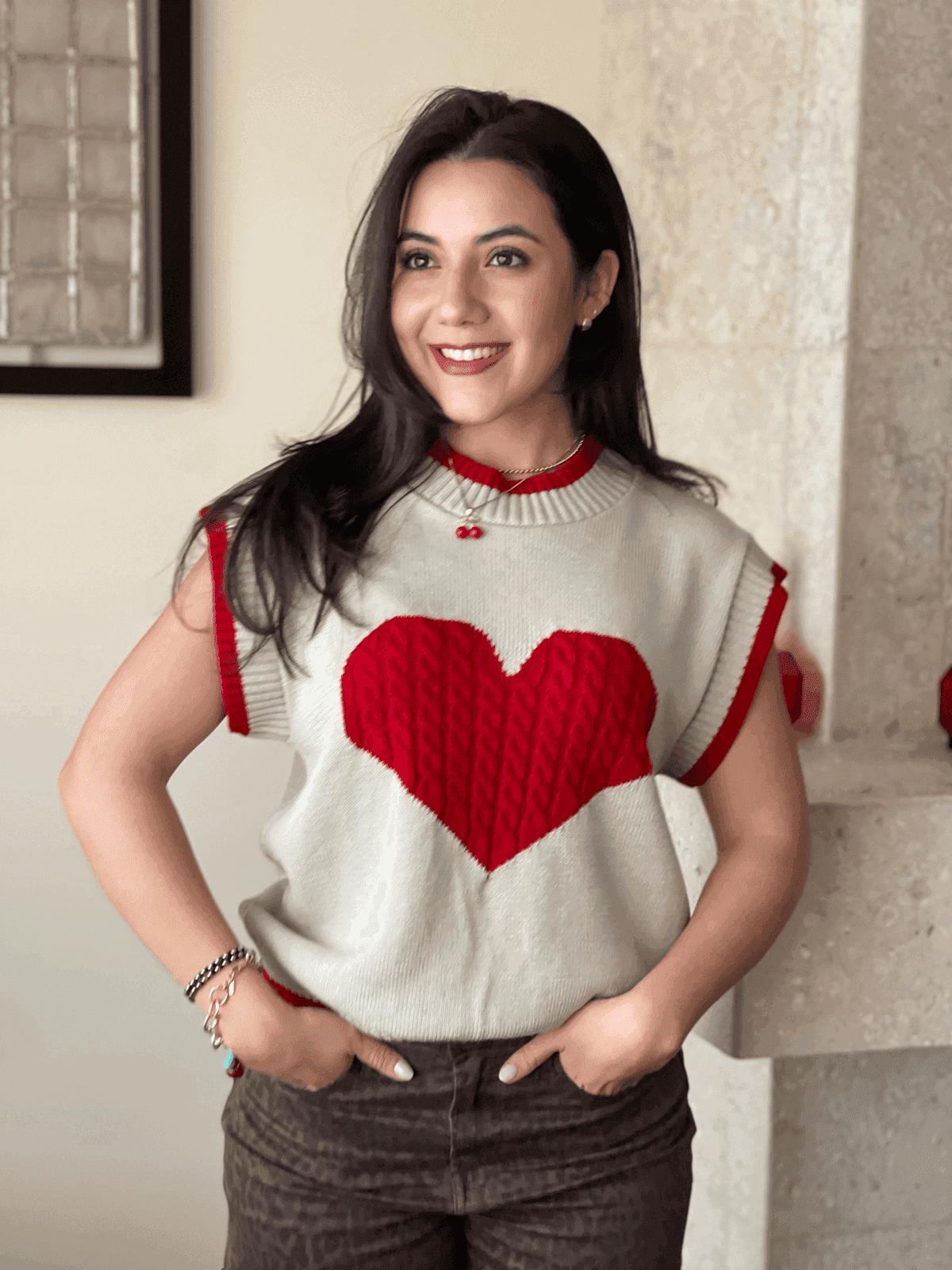 Chaleco liso corazon trenza - Imagen 1