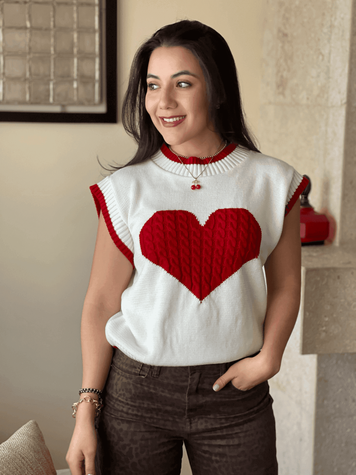 Chaleco liso corazon trenza 2