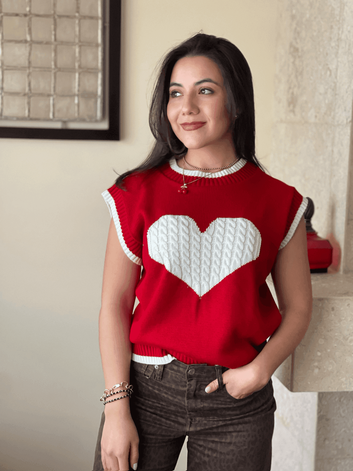 Chaleco liso corazon trenza 3